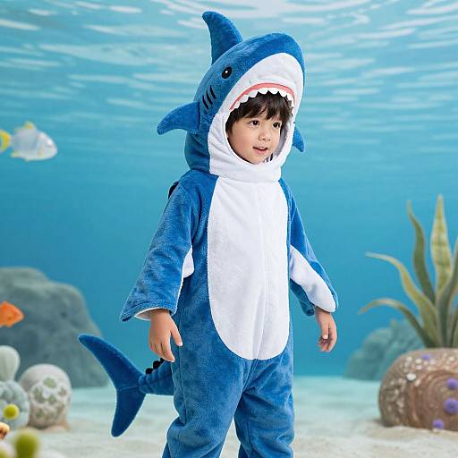 Young Boy in Shark Costume