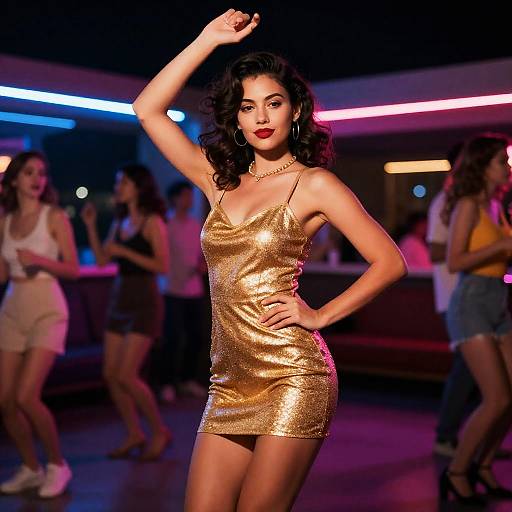 Retro Pin-Up Model in Gold Mini