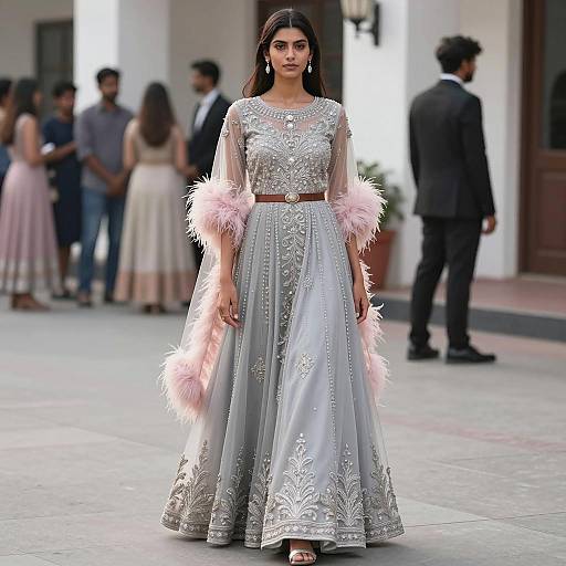 Elegant Indian-Inspired Evening Gown Fashion