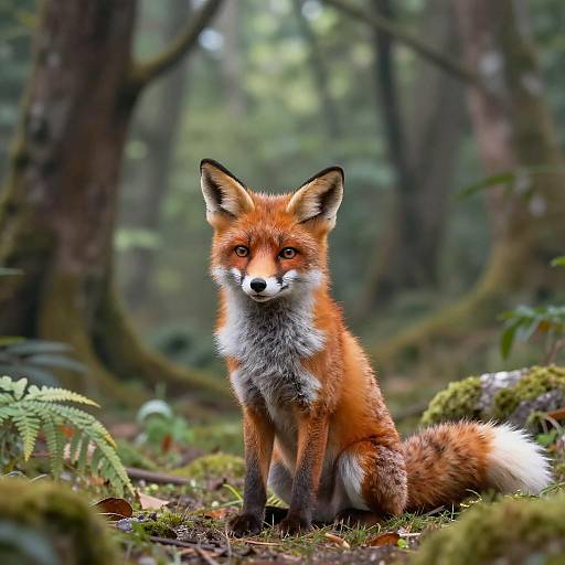 Vivid Realistic Fox in Spooky Forest