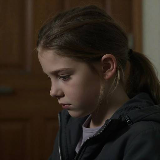 Intense Portrait of a Somber Girl