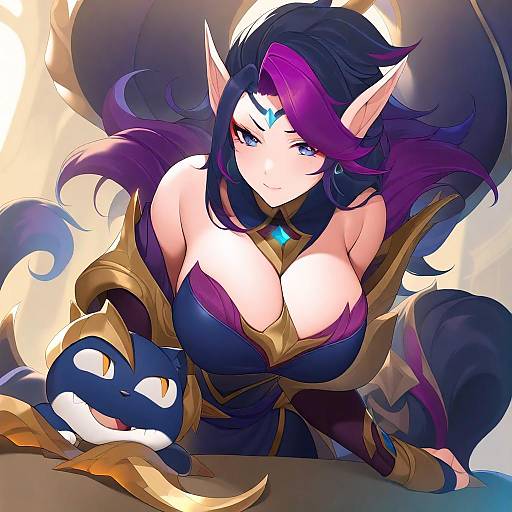 Illustration of Morgana (league of legends), league of legends in the style of Suruga (xsurugax)