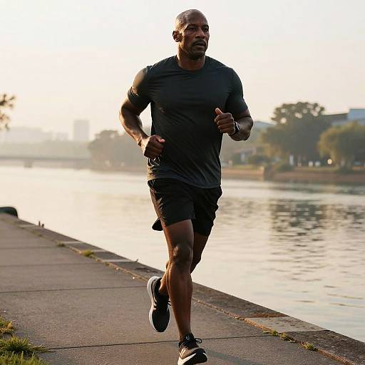Early Morning Athletic Jog by River