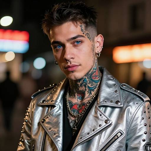 Charismatic Tattooed Street Performer Portrait