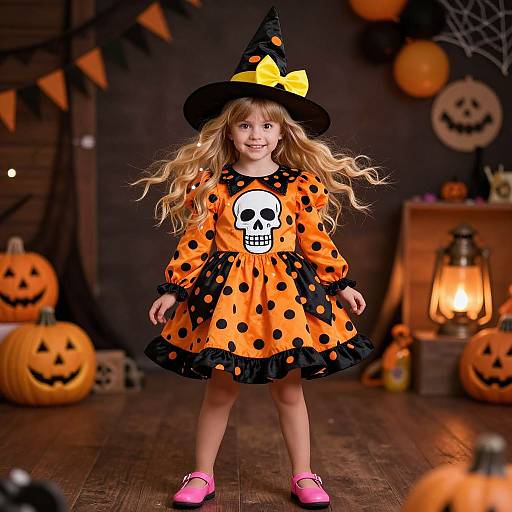 Whimsical Halloween Witch Girl