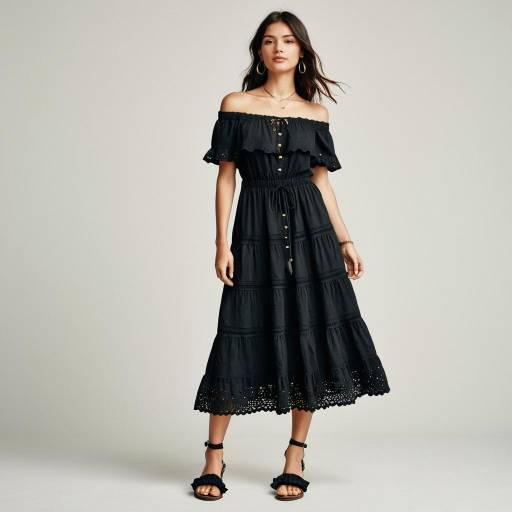 Bohemian Chic Woman in Midi Sundress