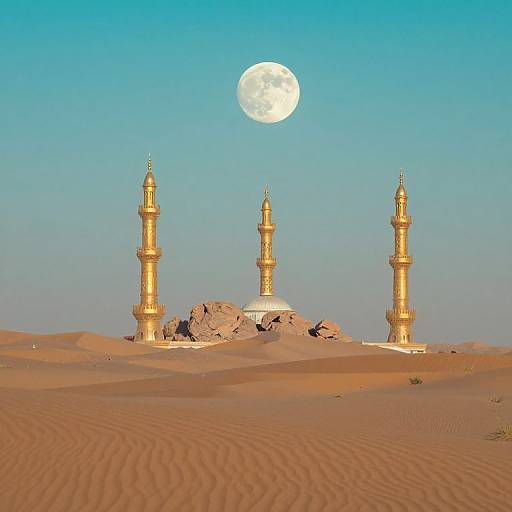 Golden Minarets Over Desert Dunes