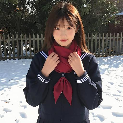 Winter Smiles in Sailor School Uniform