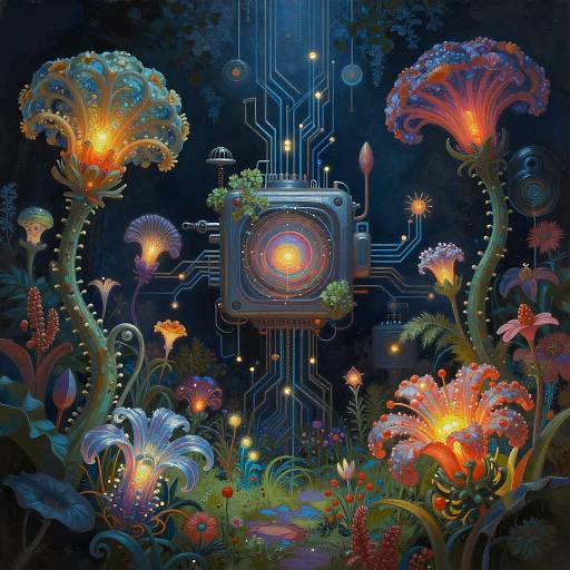 Surreal AI Dreamscape with Bioluminescence