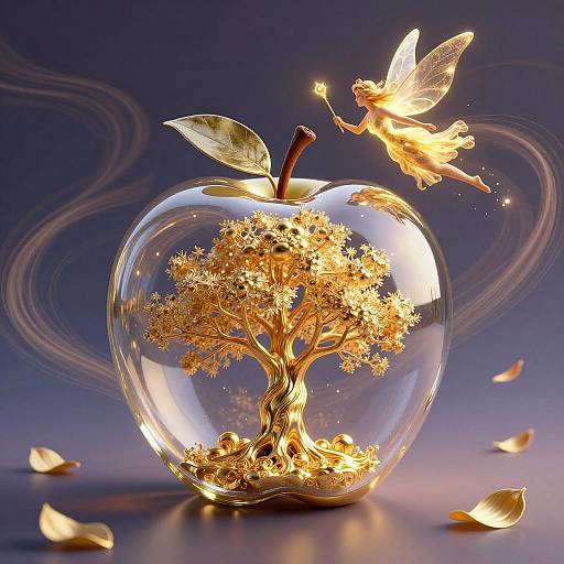 Glass Apple Containing Golden Transforming Fairy