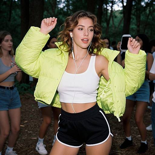 Sporty Hourglass Woman Dancing Joyfully
