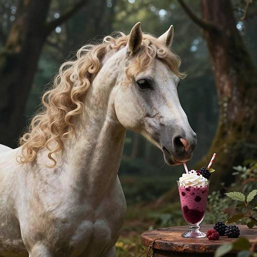 Dreamy Centaur Enjoying Berry Smoothie