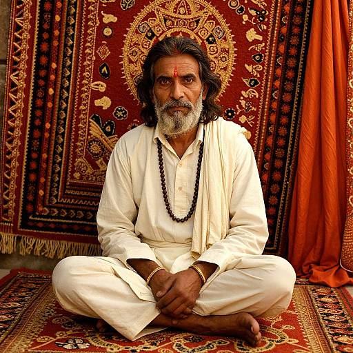 Portrait of Wise Ancient Indian Man