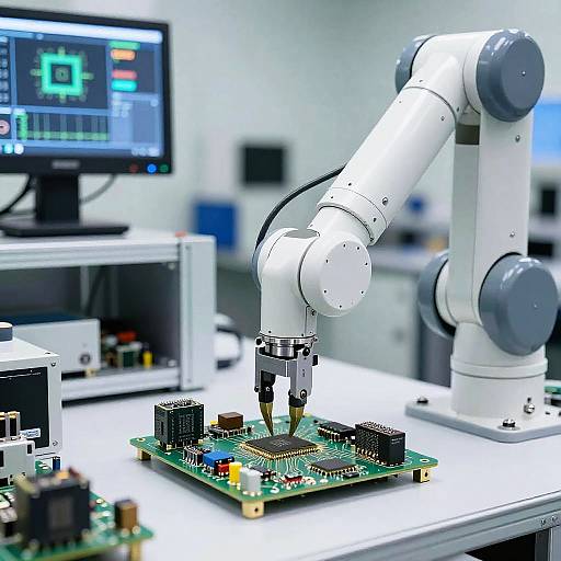 Kuka Robot Arm Assembling Microchips