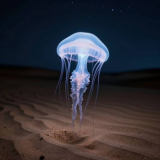 Glowing Jellyfish Over Sand Dunes