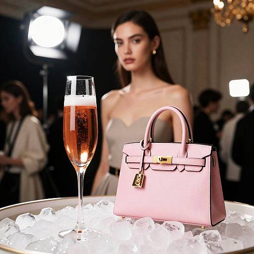 Chic Model with Pink Champagne