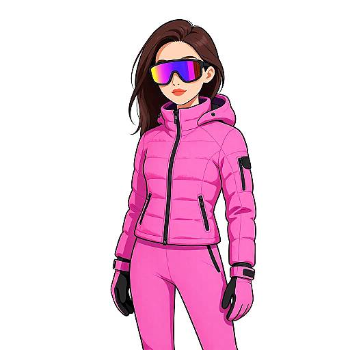 Sporty Woman in Vibrant Pink Winter Outfit