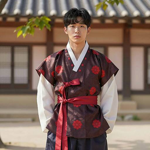 Photorealistic Young Man in Traditional Hanbok