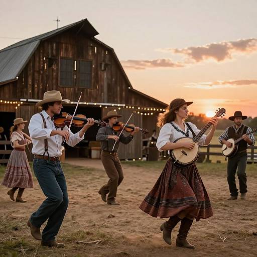 Lively Rustic Hoedown Dance Scene