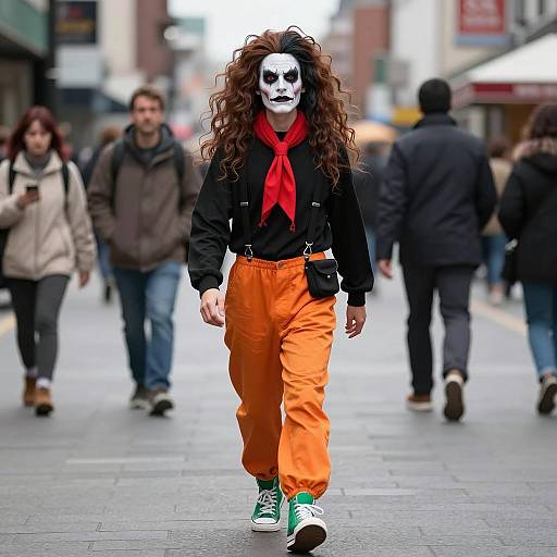 Person in Taz Mania Inspired Costume Walking in Urban Street