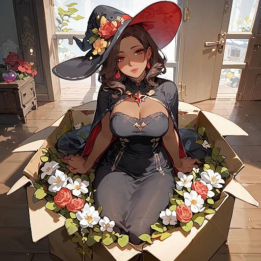 Dark-Skinned Mage Sitting In Box