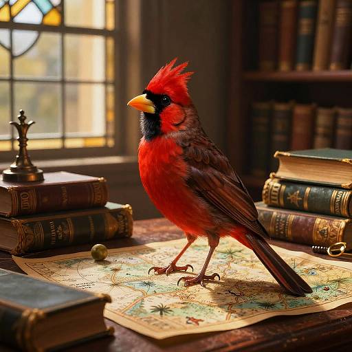 Vintage Red Canary in Study