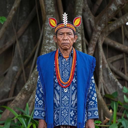 Filipino Elder in Traditional Tribal Attire