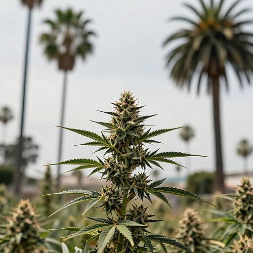 Cannabis Plant with Palm Trees in Los Angeles
