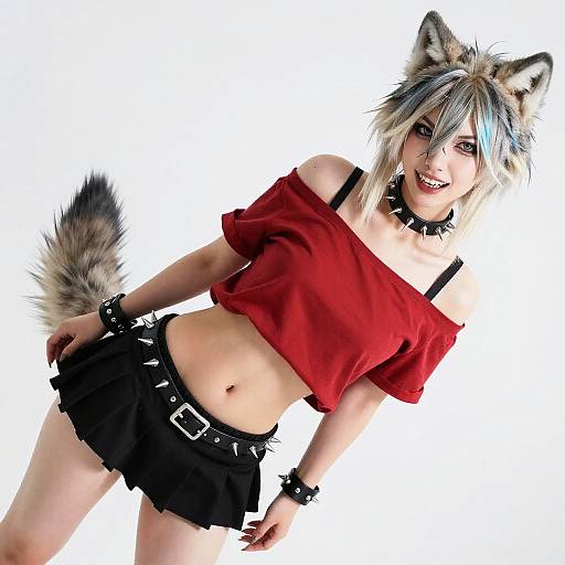 Smug Punk Wolf Girl Close-Up Portrait