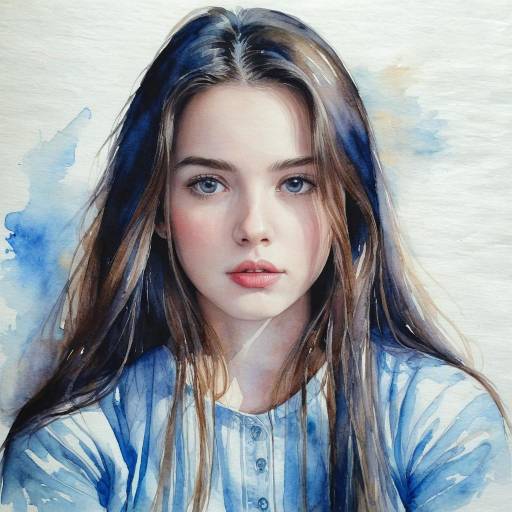 Realistic Watercolor Portrait of a Girl