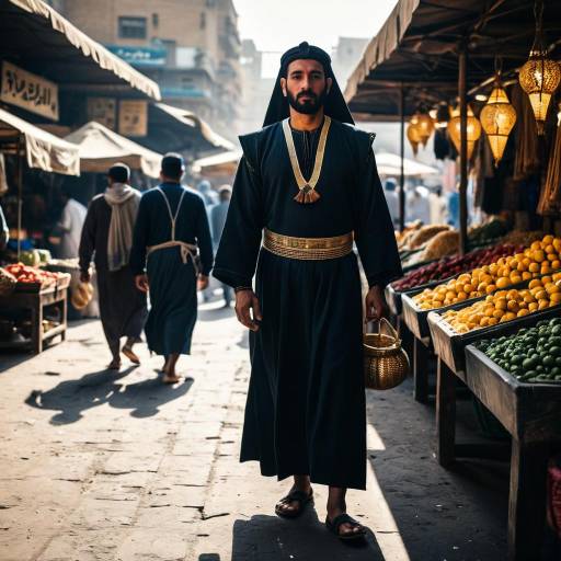 Egyptian Man in Traditional Garb at Market