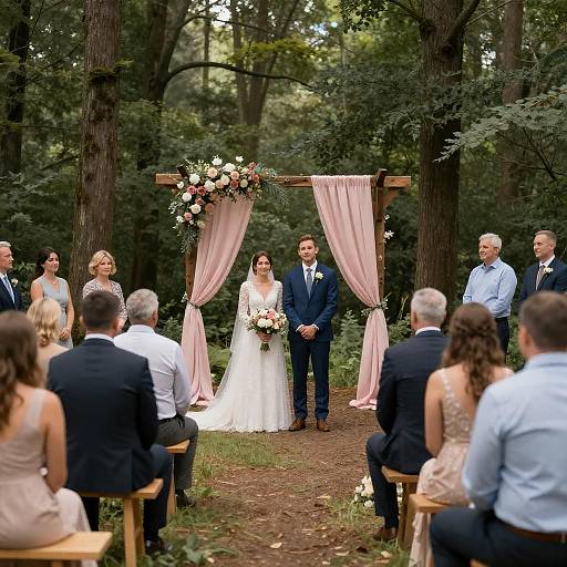 Charming Forest Wedding Ceremony Scene