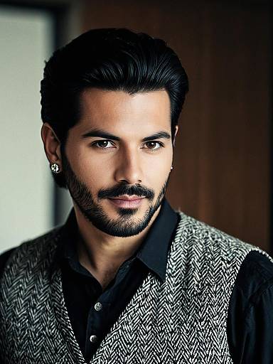 Stylish Man with Beard and Earrings