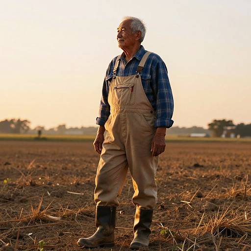 Elderly Farmer at Sunrise