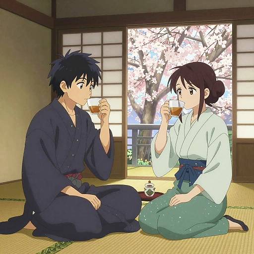 Anime Characters Tea Time Scene