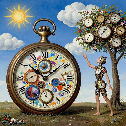 Surreal Clockwork Dreamscape Portrait