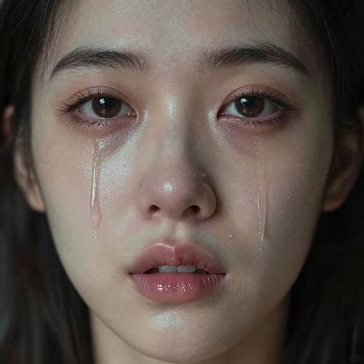 Intricate Tearful Portrait with Surreal Elements