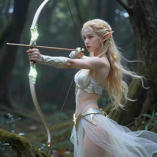 Ethereal Elf Archer in Mystical Forest