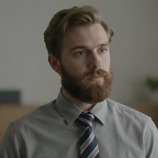 Thoughtful Bearded Man Portrait in Soft Light