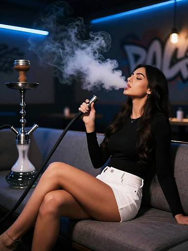 Reclining Woman in Shisha Lounge