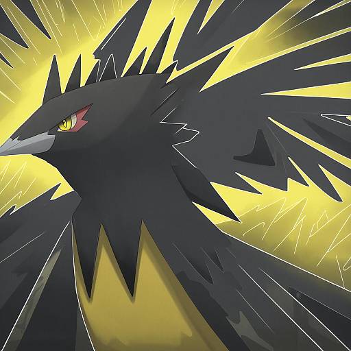 Illustration of Zapdos, pokemon in the style of Sebu illust