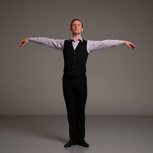 Man Dancing in Vest and Shirt