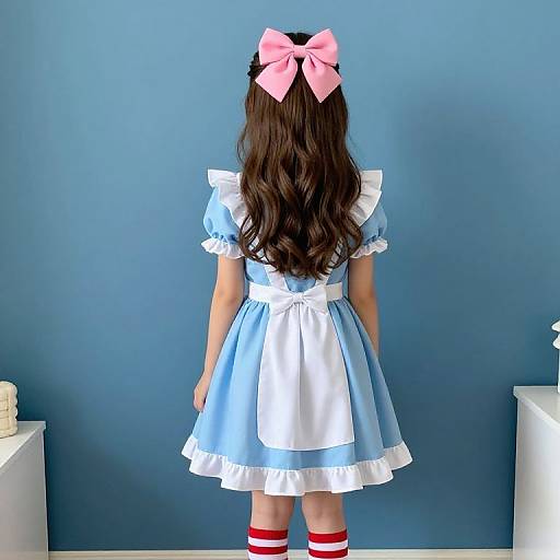 Girl in Blue Dress with Bow