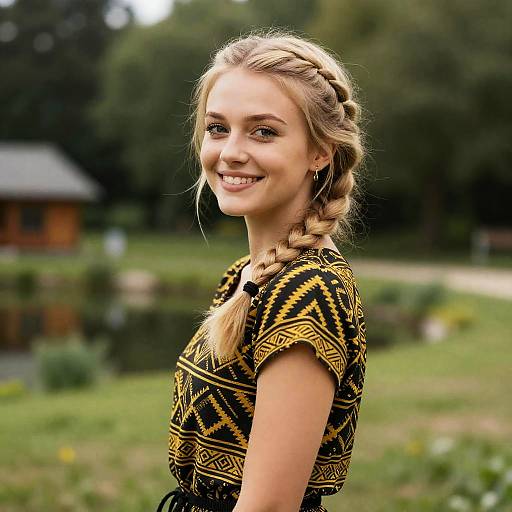 Blonde Woman Smiling Outdoors