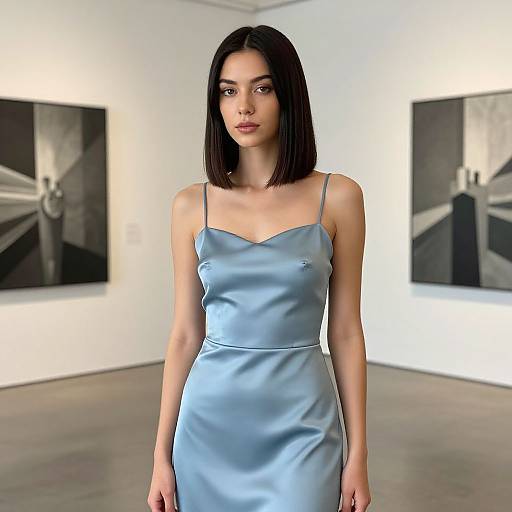 Elegant Woman in Satin Dress