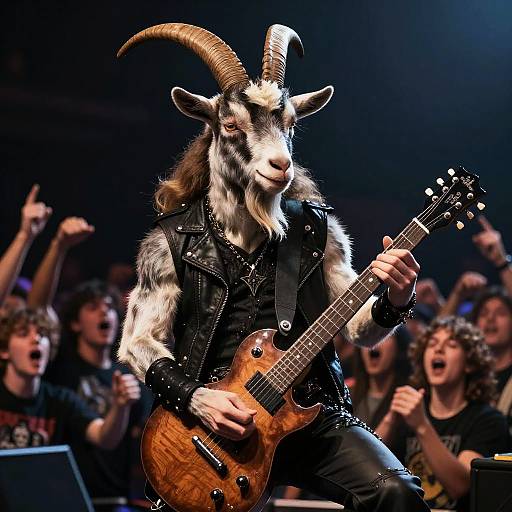 Anthropomorphic Goat Heavy Metal Rockstar Guitarist