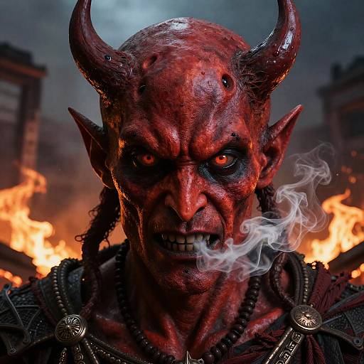 Crimson Devil Close-Up Portrait