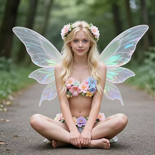 Blonde Fairy Girl in Forest