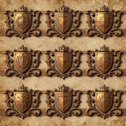 Antique Bronze Heraldic Scrollwork Pattern