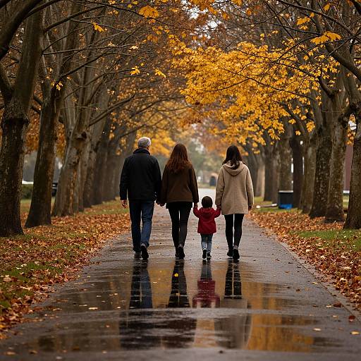 Autumn Family Stroll Reflection